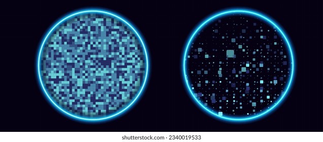 Modern multicolored pixel background.Design for advertising.Pixel particles.Technology.Vector