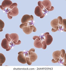 Modern multicolour floral printable seamless pattern. Pastel coloured orchid flower pattern ideas for textile, home decor, banner, business, wall paper, gift wrapping, template, banner, poster. 