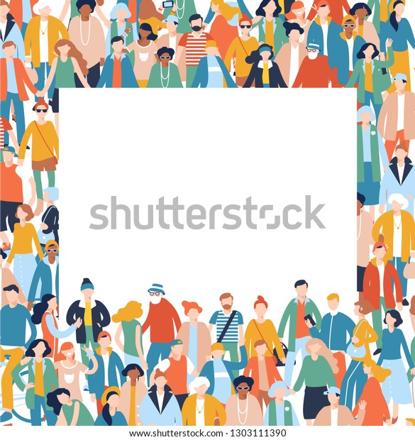 Modern Multicultural Society Concept Crowd People Stock Vector