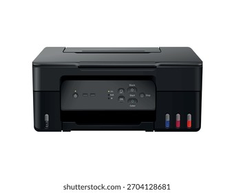 Modern multifunctional laser printer on a white background. Vector realistic illustration