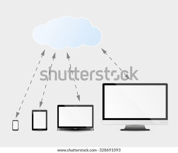 modern\
multimedia devices and cloud services - computer monitor or\
television, laptop, tablet and\
smartphone
