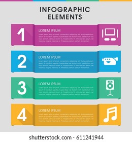Modern multimedia infographic template. infographic design with multimedia icons includes camera. can be used for presentation, diagram, annual report, web design. 
