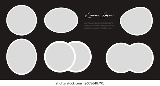 Modern multi-photo frame background with circular and abstract shapes, perfect for digital scrapbooking, social media templates, and creative photo collages.