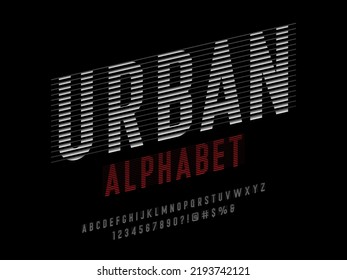 Modernes Alphabet mit mehreren Linien, Großbuchstaben, Zahlen und Symbolen