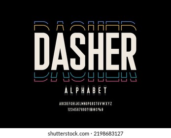 Modern multiple lines alphabet design with uppercase, numbers and symbol