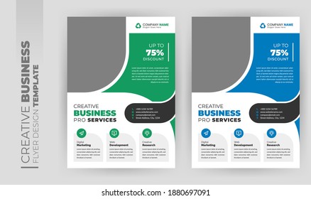 Modern multipurpose creative corporate business agency marketing flyer and brochure cover page design in a4 size paper sheet with creative shape in a minimal template with clean and modern typography.