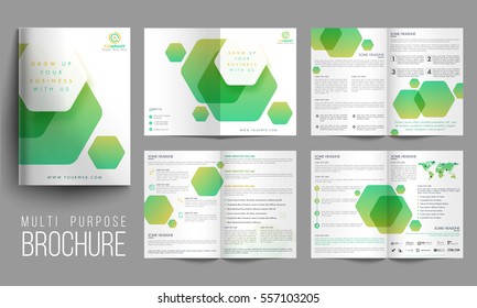 Modern Multi-Purpose, Eight Pages Brochure Set with abstract design.