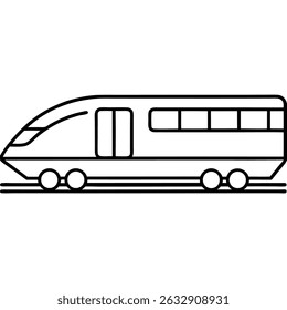 Moderno trem multi-seção em estilo de contorno - preto e branco vetor