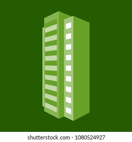 A modern multi-storey building with a complex design. The concept of construction. Vector illustration.