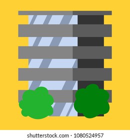A modern multi-storey building with a complex design. The concept of construction. Vector illustration.