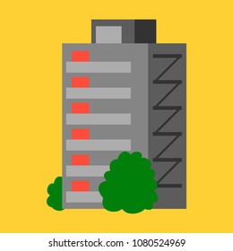 A modern multi-storey building with a complex design. The concept of construction. Vector illustration.