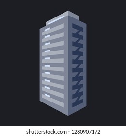 A modern multi-storey building with a complex design. The concept of construction. Vector illustration.
