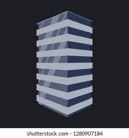 A modern multi-storey building with a complex design. The concept of construction. Vector illustration.