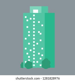 A modern multi-storey building with a complex design. The concept of construction. Vector illustration.