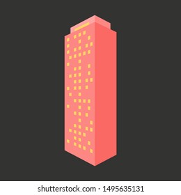 A modern multi-storey building with a complex design. The concept of construction. Vector illustration.