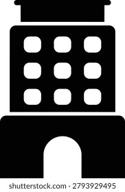 Modern Multistory Building Rectangular Architecture Silhouette Icon