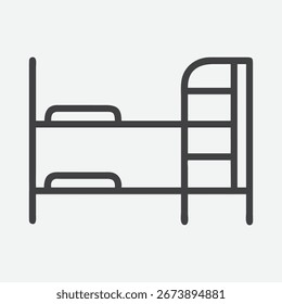 Modern Murphy Bunk Bed Icon in Minimalist Line Art Design