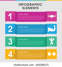 Modern muscle infographic template. infographic design with muscle icons includes barbell, muscle. can be used for presentation, diagram, annual report, web design.