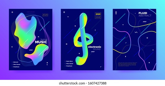 Modern Music Banner. Minimal Layout. Techno Concert. Multicolor 3d Flow Presentation. Green Music Party. Futuristic Lines. Dance Concert. Neon Abstract Template. Trendy Music Design.