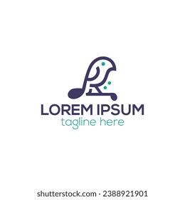 Modern music bird logo. Music note, bird logo design vector template