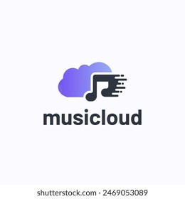 Modern music cloud logo design template. Music app symbol vector illustration.