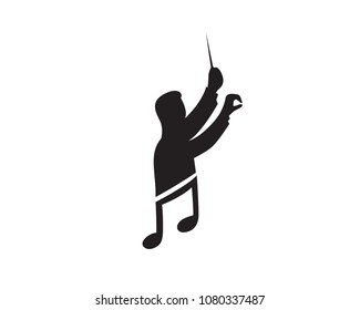 Modern Music Conductor Logo In Isolated White Background