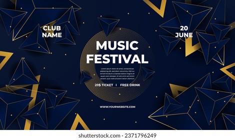 Modern music festival poster with elegant vector template. Gradient abstract banner.