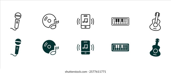 Modern Music Icon Set: Audio Elements in Vector Format