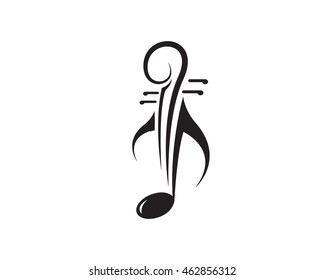 Modern Music Logo - Abstract Conductor Formed By Cello Instrument and Quaver Notation  