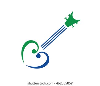 Modern Music Logo - Abstract Love String Instrument Formed By Clef Notation 