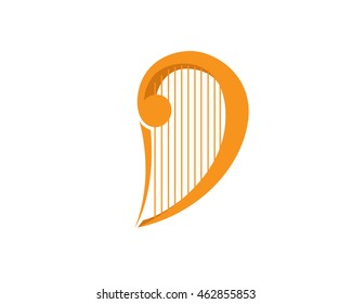 Modern Music Logo - D Alphabet Represented By Harp Musical Instrument