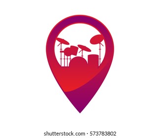 Modern Music Logo - Drum And Location Symbol