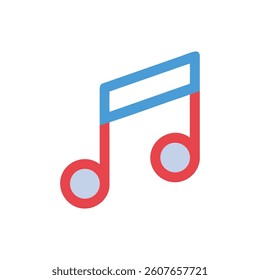 Modern Music Note Icon in Blue and Red