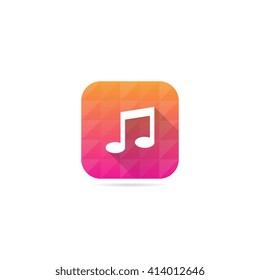 Modern Music Note Icon With Long Shadow
