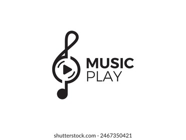 modern music note logo. abstract play music sound recording studio vector design