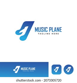modern music note plane logo for young musician