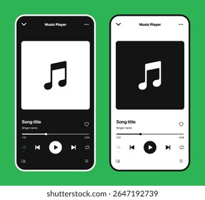 Interface de usuário do player de música moderna com telas de álbuns, listas de reprodução e perfis para design de aplicativos elegante
