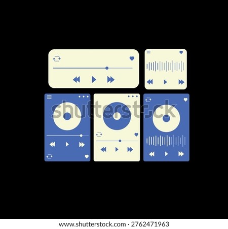 Modern Music Player UI Components – Audio Interface Dashboard Vector Kit