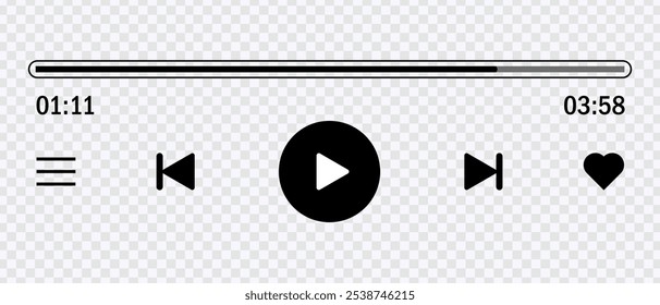 "Modern music player UI vector with controls for app design."