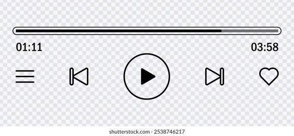 "Modern music player UI vector with controls for app design."