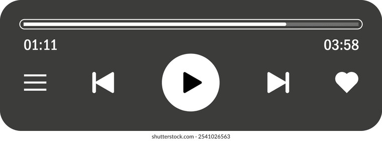 "Modern music player UI vector with controls for app design."