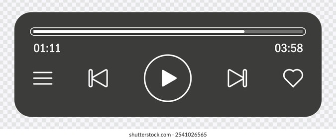 "Modern music player UI vector with controls for app design."