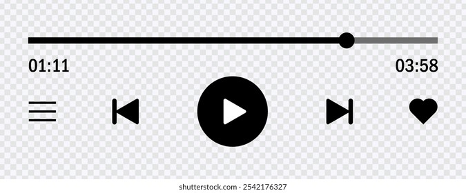 "Modern music player UI vector with controls for app design."