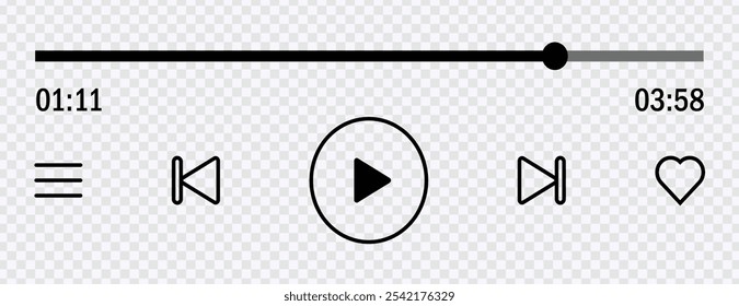 "Modern music player UI vector with controls for app design."