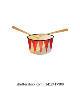 Modern musical instrument small drum with wood sticks