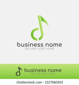 Modern Musical Logo Template for Business, Company, Application, Icon or Button with Green Gradient Color