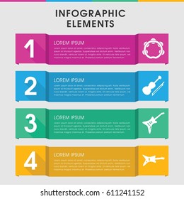 Modern musician infographic template. infographic design with musician icons includes guitar, violin. can be used for presentation, diagram, annual report, web design. 