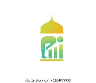 Modern Muslim Praying Schedule Reminder App Logo In Isolated White Background
