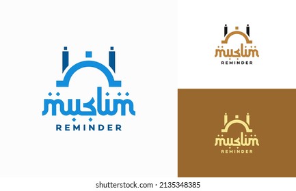 Modern Muslim Reminder Logo Designs Concept Vector, Islamic Mosque Logo Template Icon