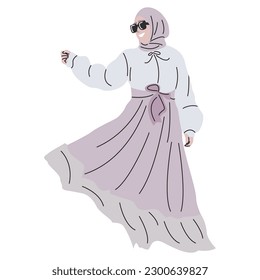 modern muslim women dress design vector